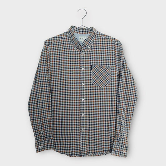 Ben Sherman White Orange & Navy Check Shirt