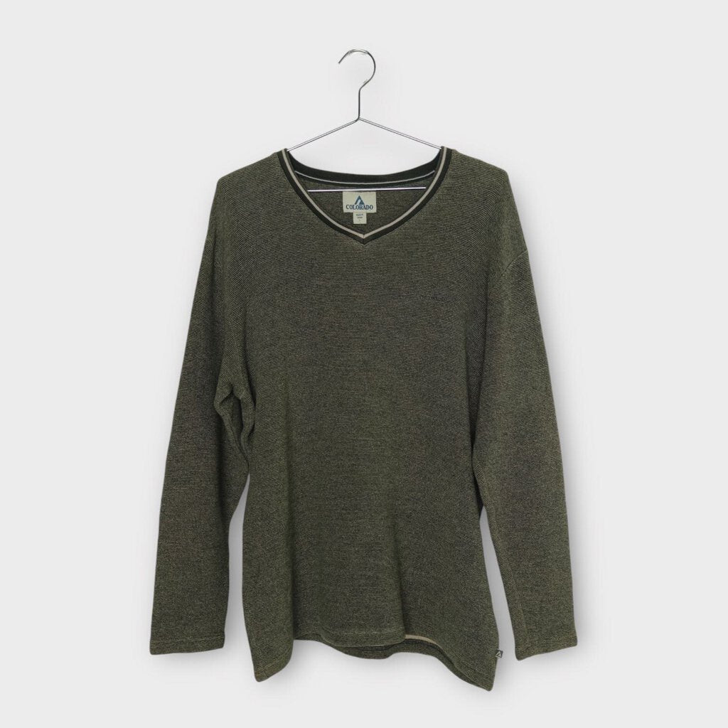 Colorado Grey Mottled Ribbed V-Neck Jumper