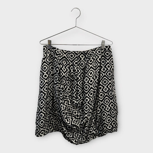 Cooper By Trelise Black & White Flower Print Silk Bubble Skirt