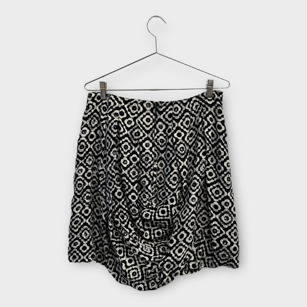 Cooper By Trelise Black & White Flower Print Silk Bubble Skirt