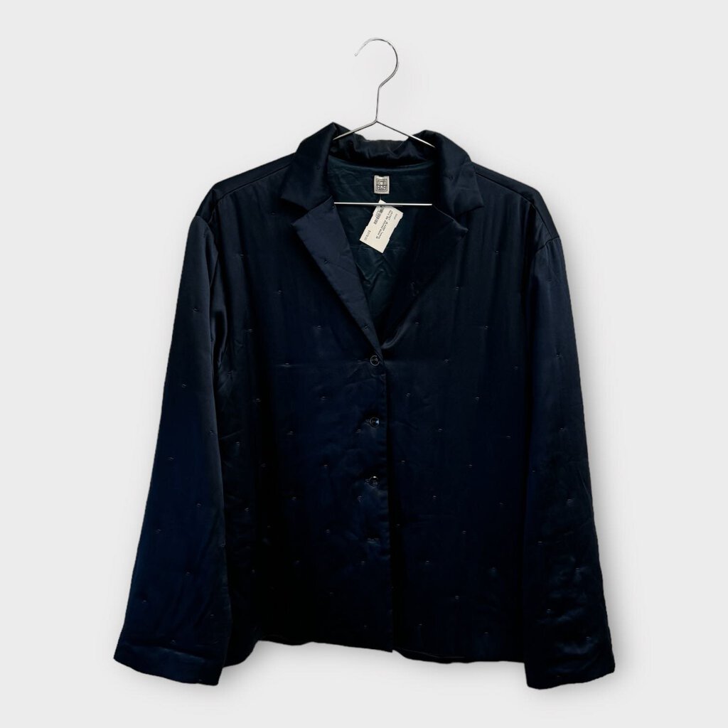 Toteme Navy Silk Stitched Blazer