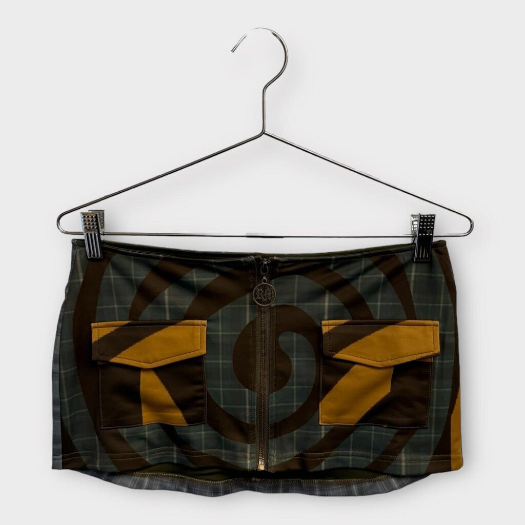 Raga Malak Brown & Yellow Spiral Mini Skirt