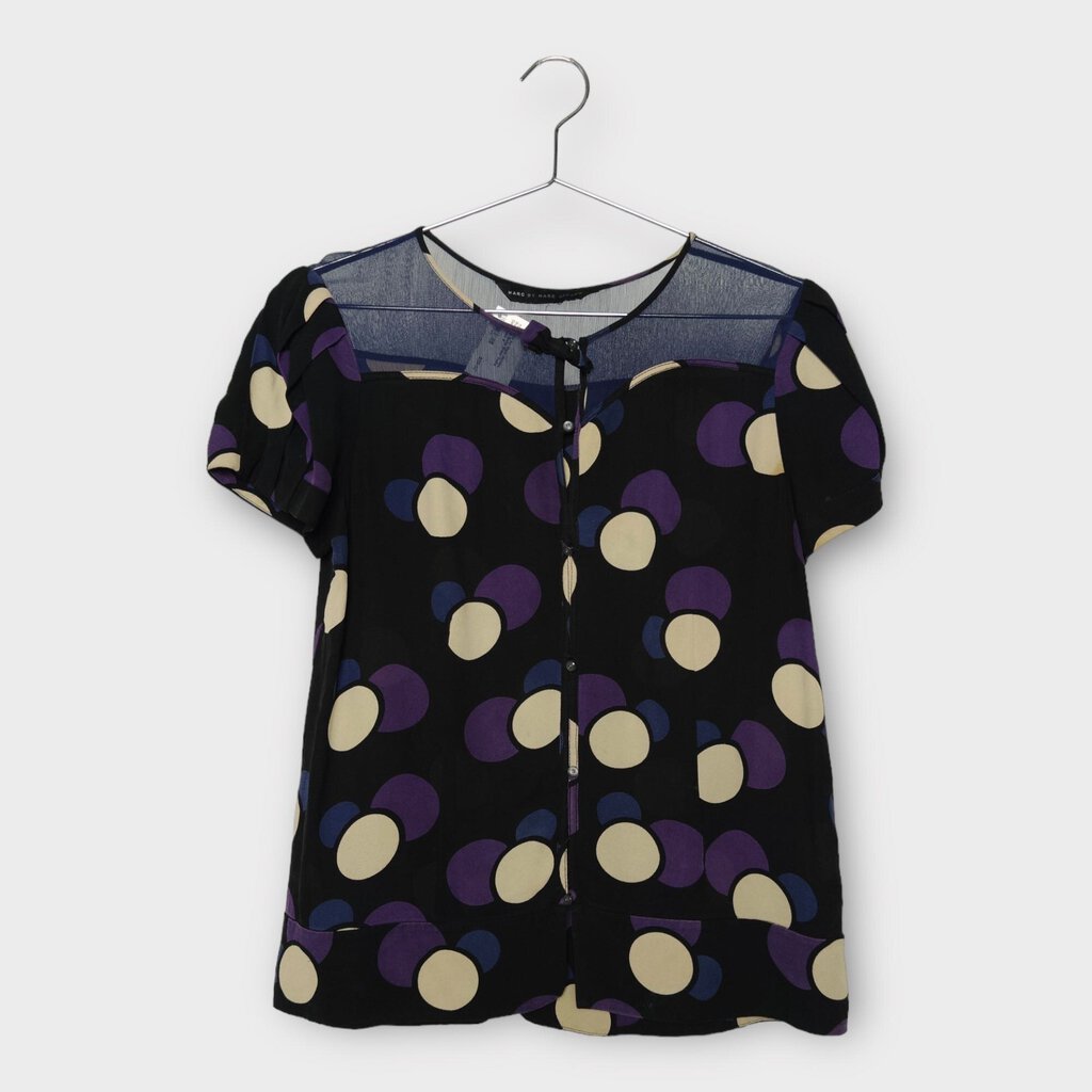 Marc by Marc Jacobs Purple & Black Sheer Polka Dot Blouse