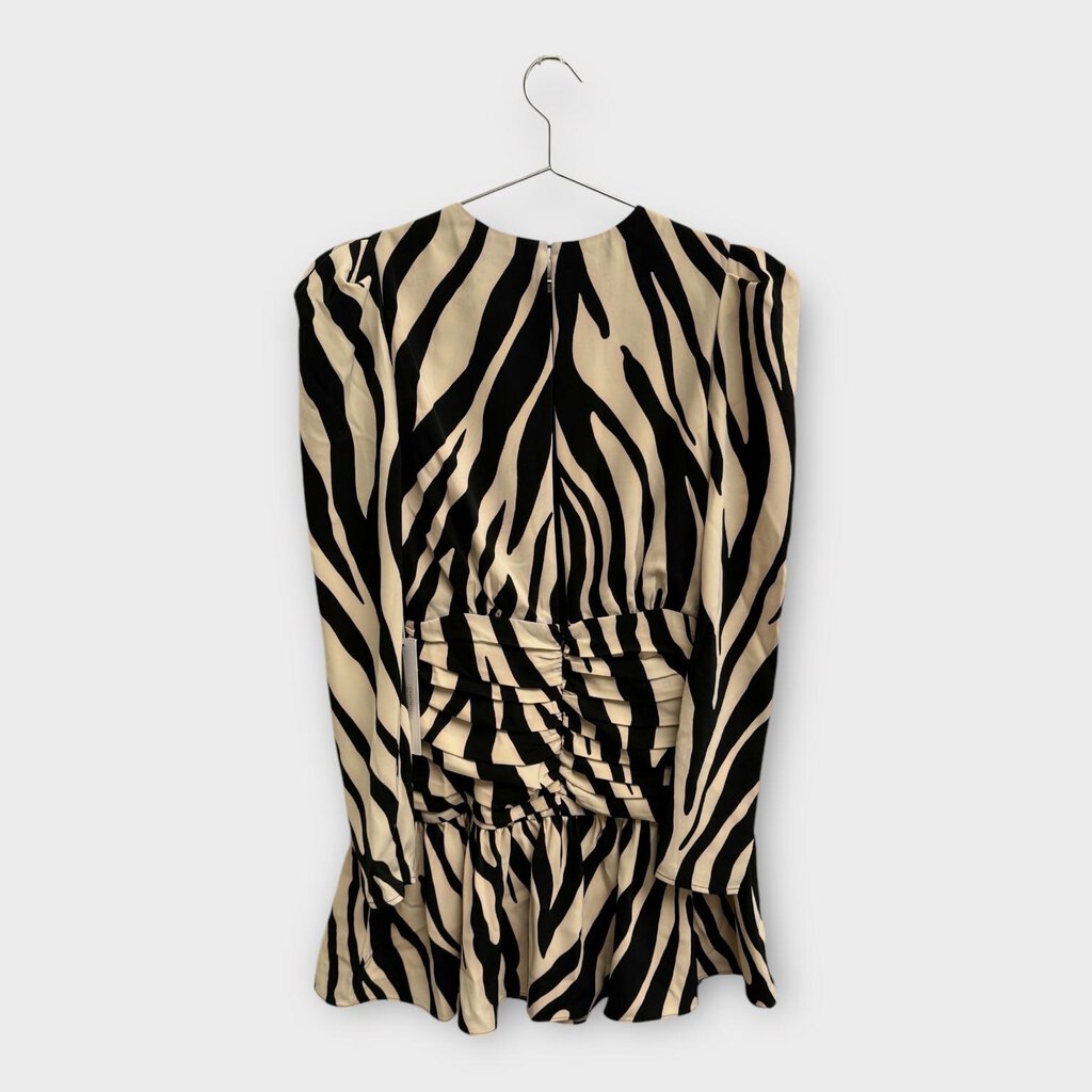 Ronny Kobo White Zebra Ruffled Dress