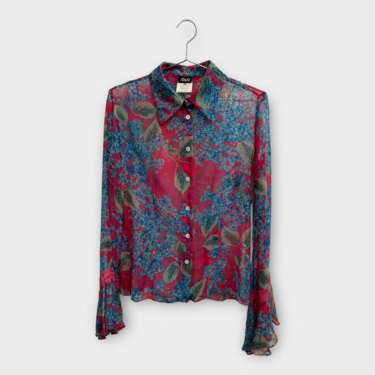 D&G Pink & Blue Floral Frill Shirt