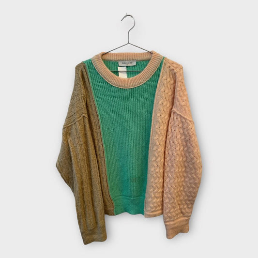 Andersson Bell Green & Beige Patchwork Chunky Knit