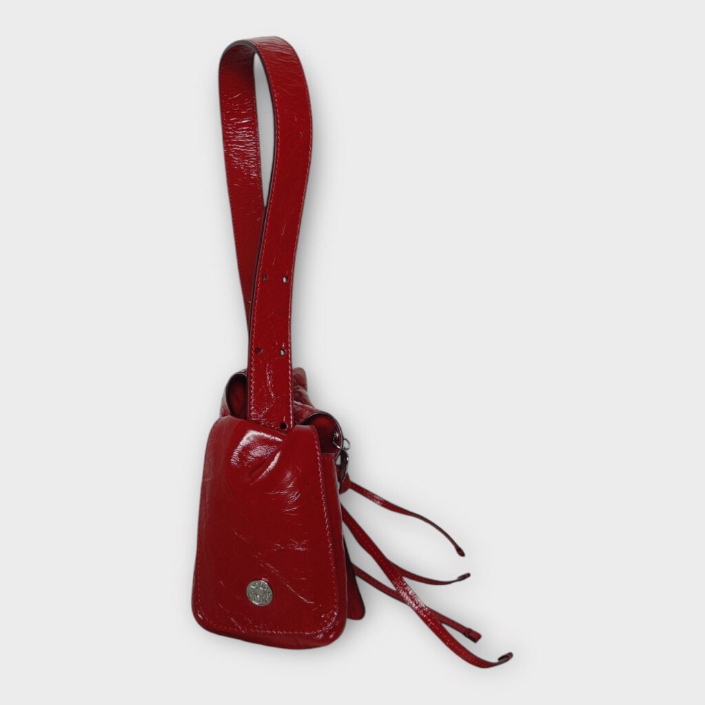 Acne Studios Red Crinkled Leather Multi Pocket Bag