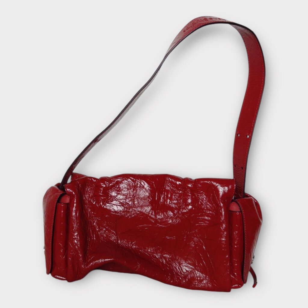 Acne Studios Red Crinkled Leather Multi Pocket Bag