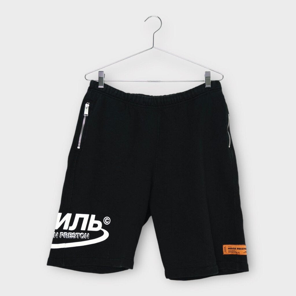 Heron Preston Black & White Text Sweat Shorts