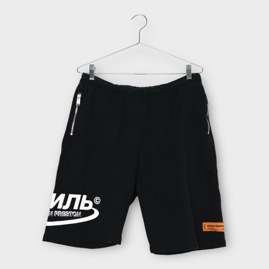 Heron Preston Black & White Text Sweat Shorts