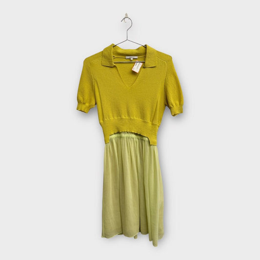 Carven Chartreuse Polo Peplum Dress