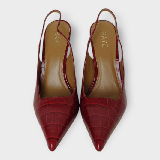 Raye Red Croc Embossed Leather Vera Heels