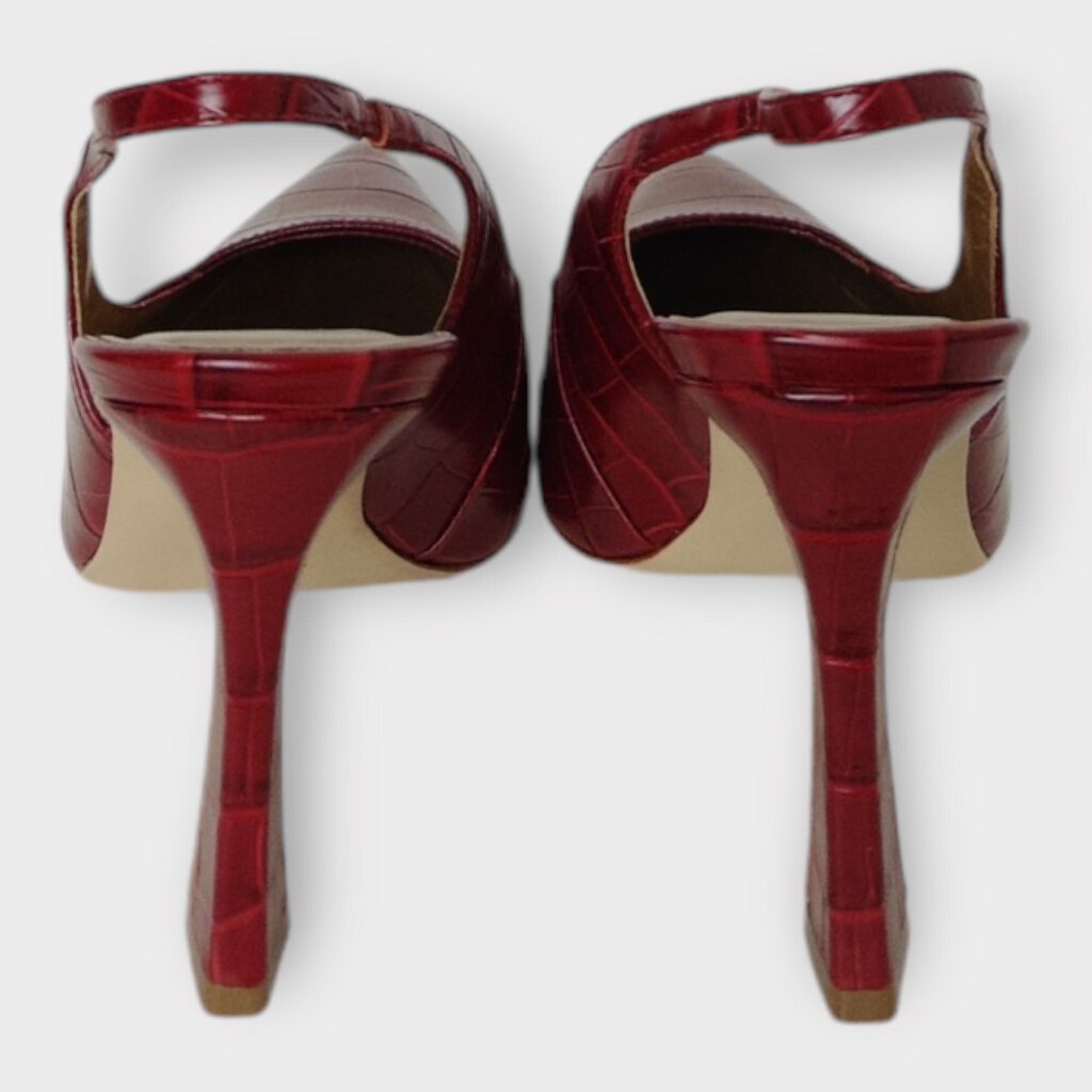 Raye Red Croc Embossed Leather Vera Heels