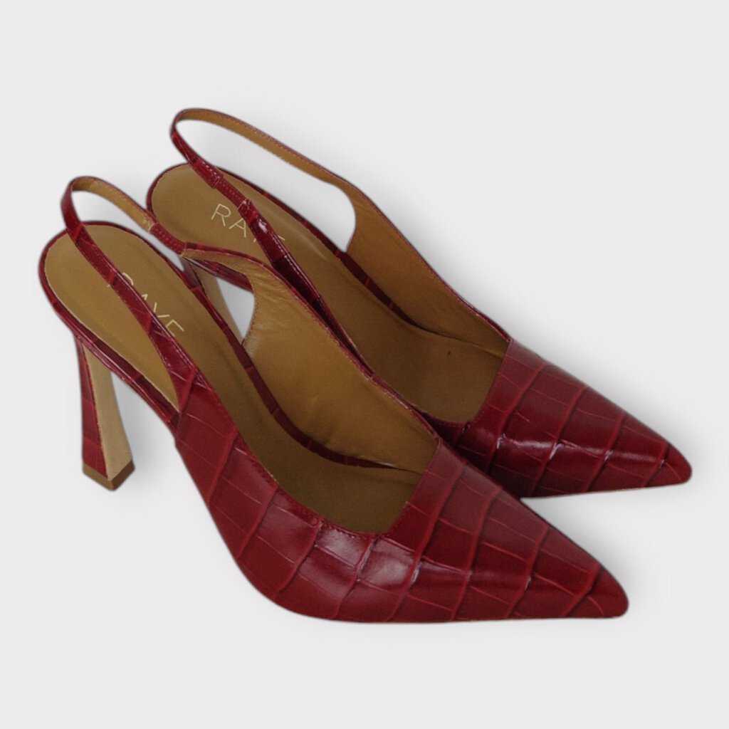 Raye Red Croc Embossed Leather Vera Heels