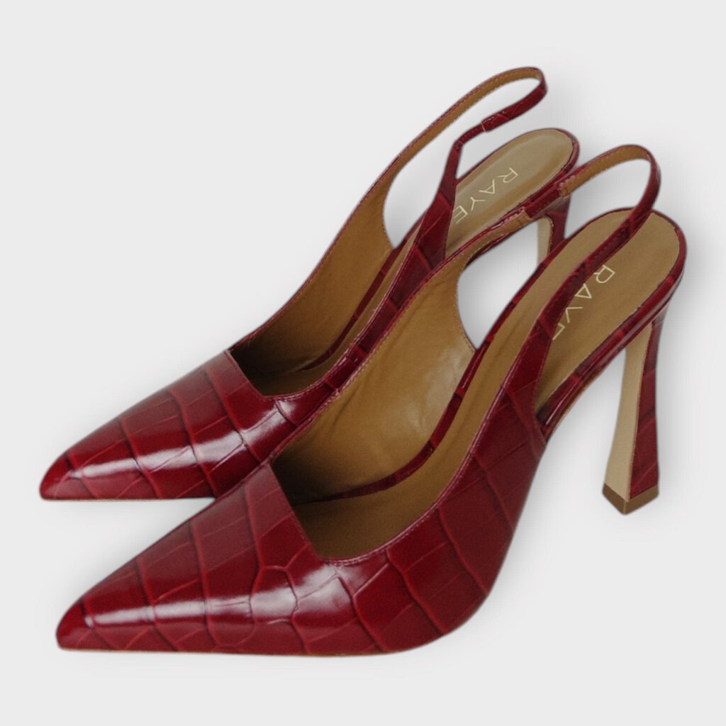 Raye Red Croc Embossed Leather Vera Heels