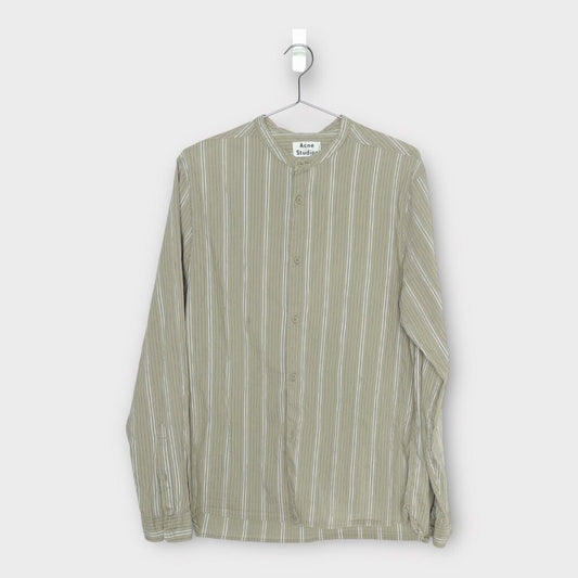 Acne Studios Green & White Stripe Grandpa Collar Shirt