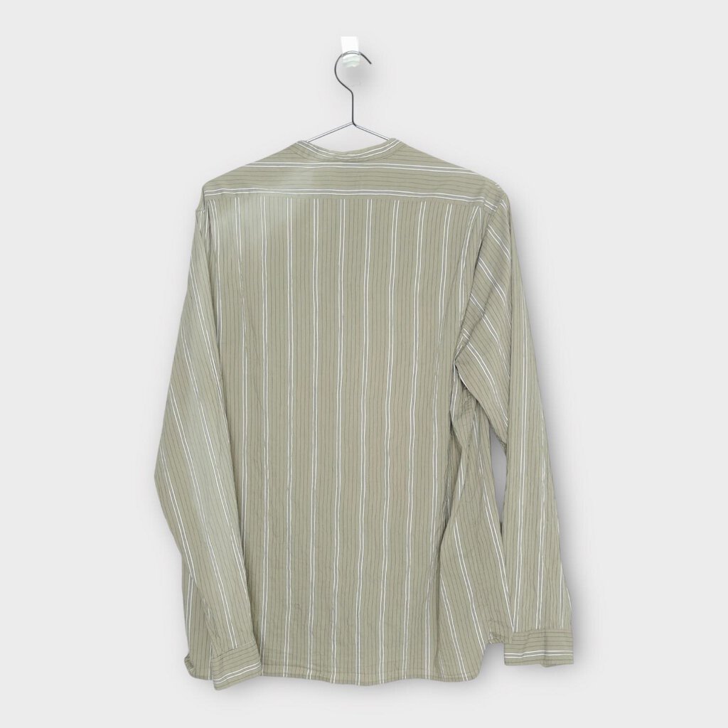 Acne Studios Green & White Stripe Grandpa Collar Shirt