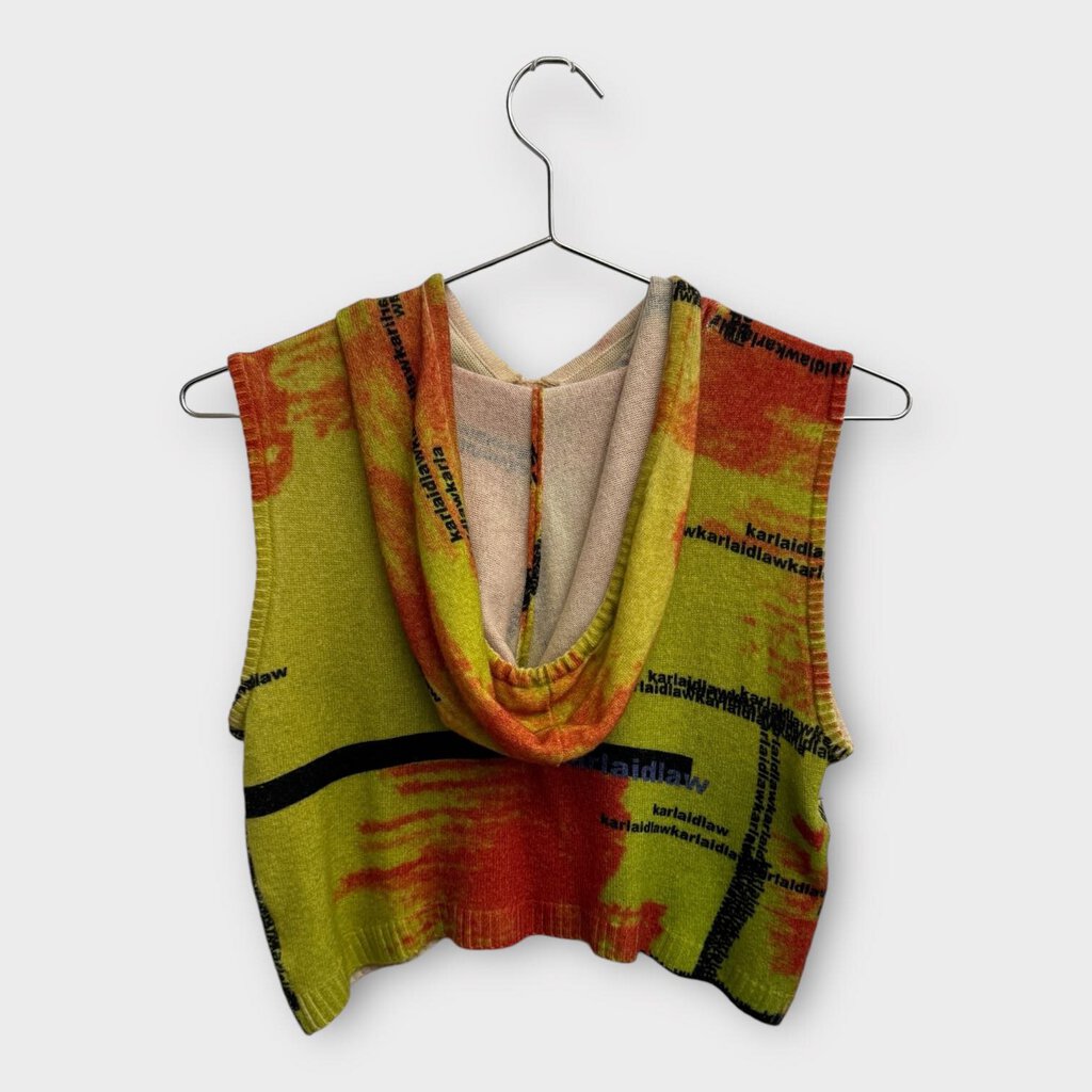 Karla Laidlaw Green & Orange Knit Hooded Tank