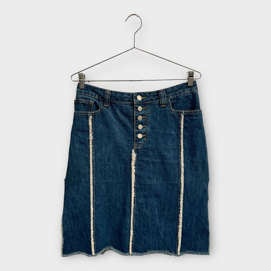 Permanent Vacation Blue Denim 'Deadline' Exposed Seam Skirt