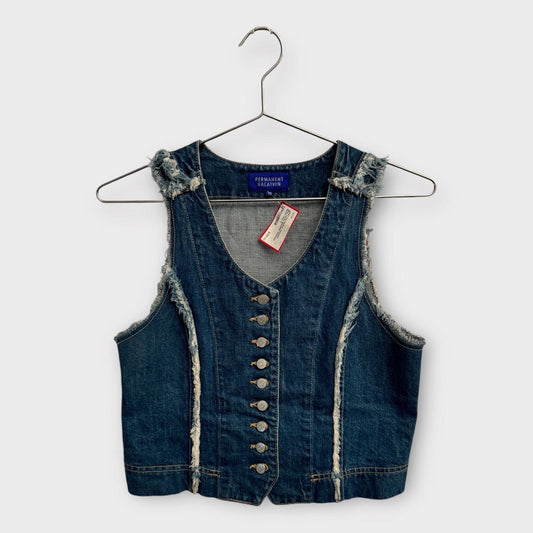 Permanent Vacation Blue Denim 'Deadline' Exposed Seam Vest