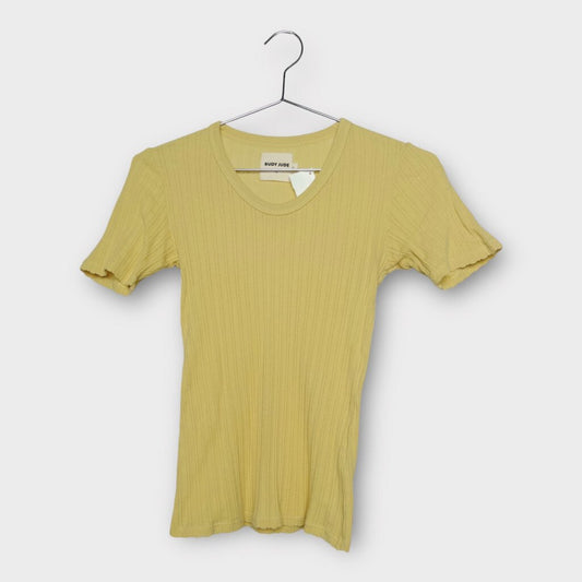 Rudy Jude Yellow Organic Cotton Pointelle Crewneck Tee