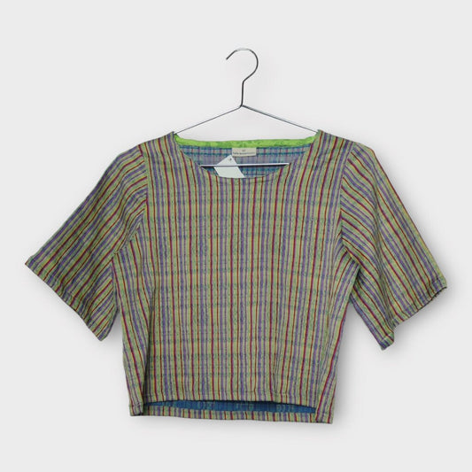 Faith-Rowan Leeves Green & Purple Stripe Boxy Tee