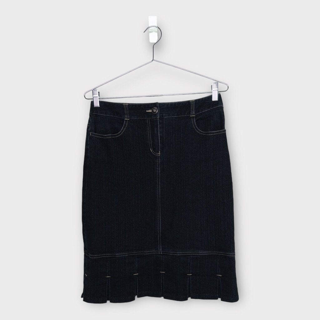 The Works Indigo Denim Pleat Midi Skirt