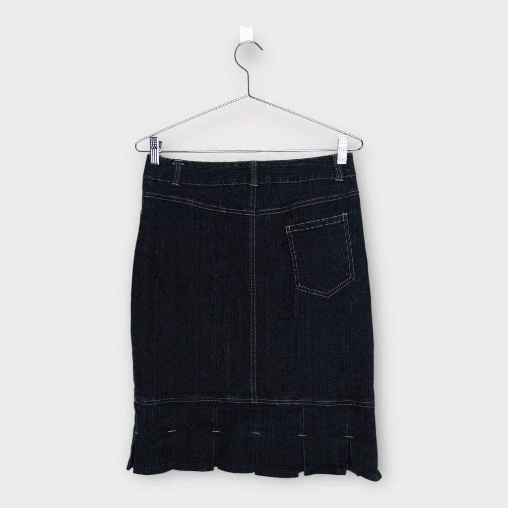 The Works Indigo Denim Pleat Midi Skirt