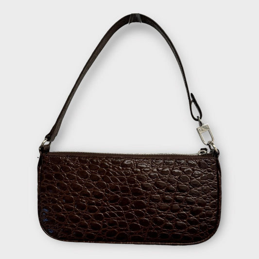 By Far Brown Crocodile Effect Bag