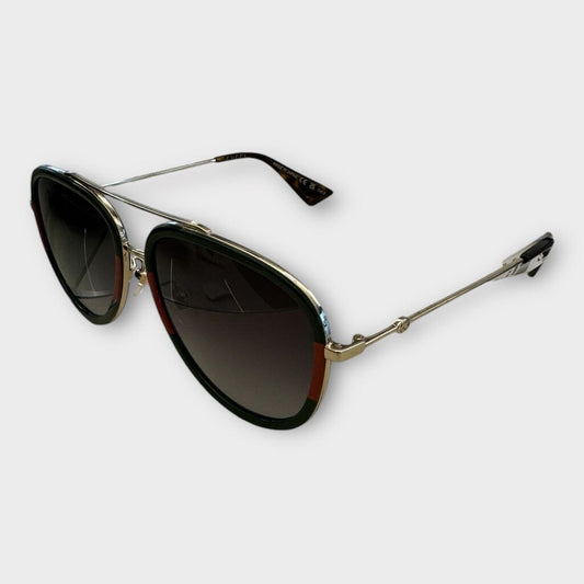 Gucci Green & Red Aviator Sunglasses