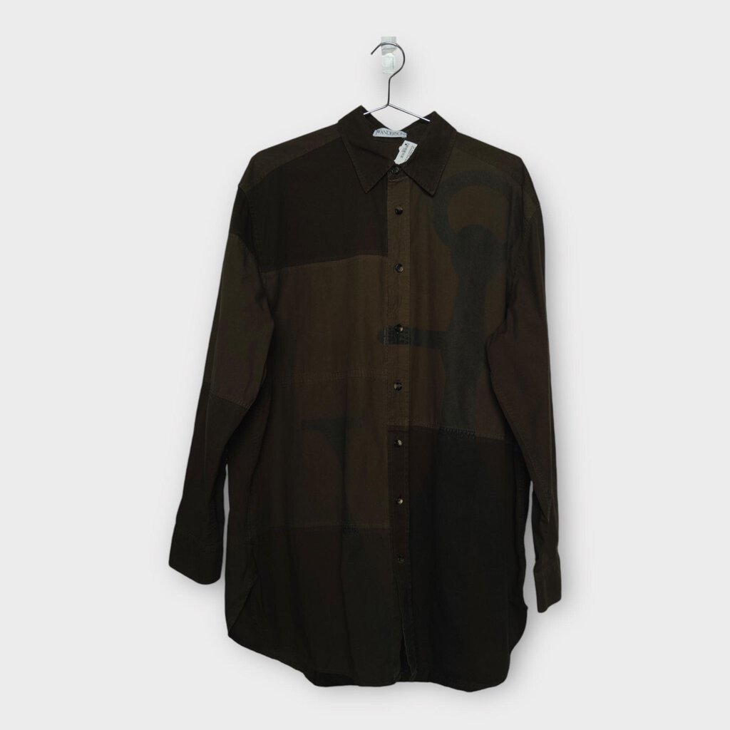 JW Anderson Khaki Green Patchwork Print Shirt