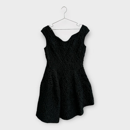 Simone Rocha Black Silk Blend Textured Billowed Mini Dress