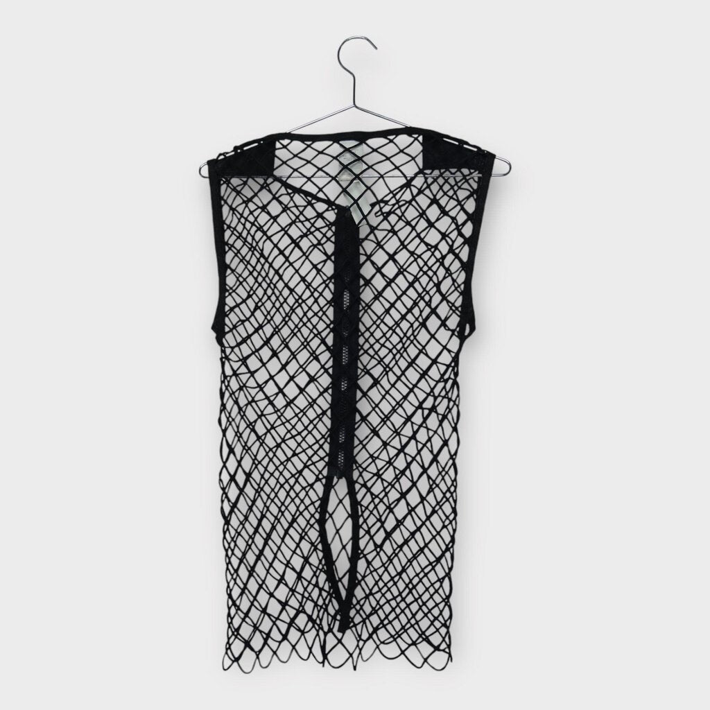 Issey Miyake Black Fishnet Zip Up Top