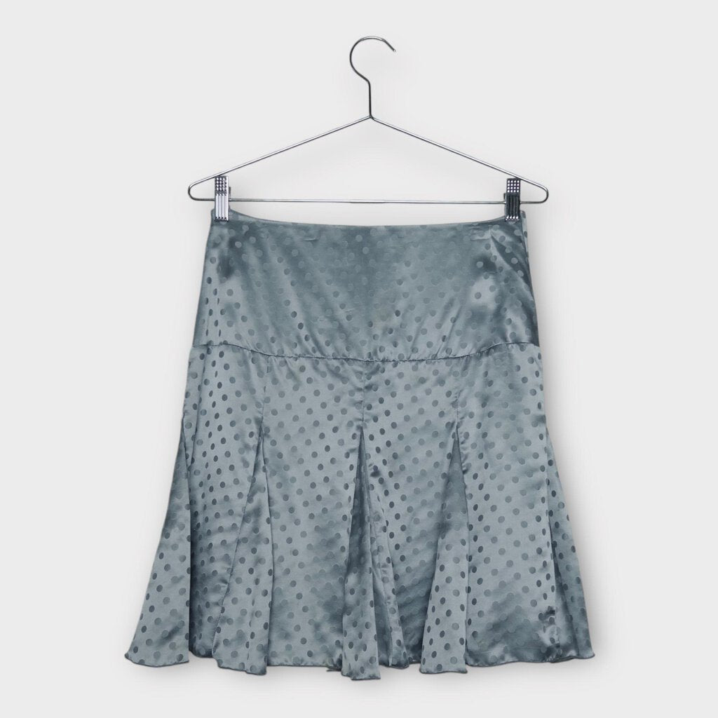 Alannah Hill Vintage Blue Silk Polka Dot Frill Midi Skirt