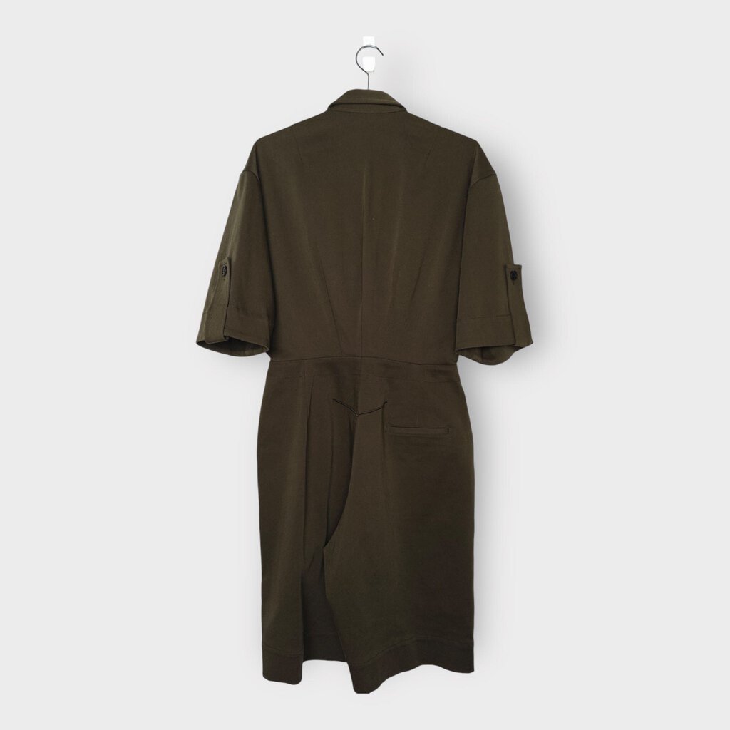 Bassike Green Twill Utility Playsuit