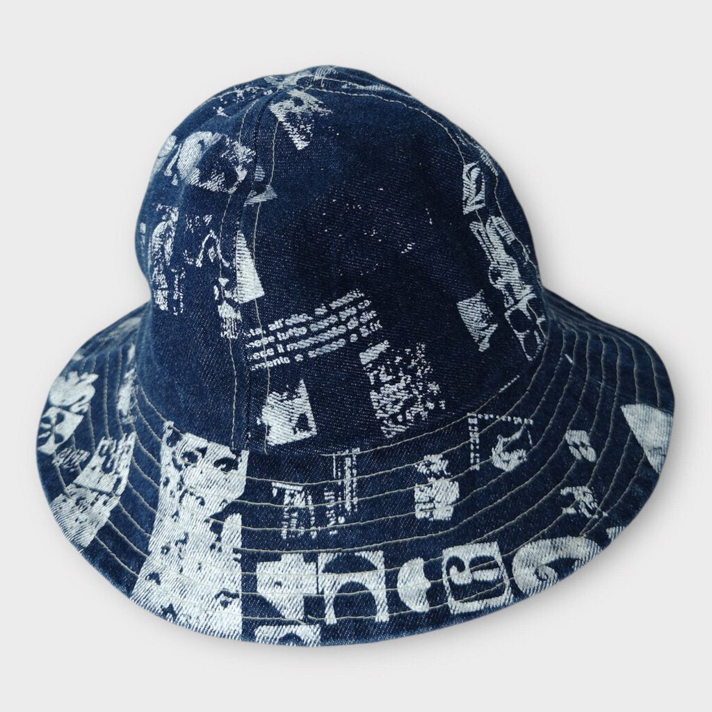 Blue Denim Screen Print Bucket Hat