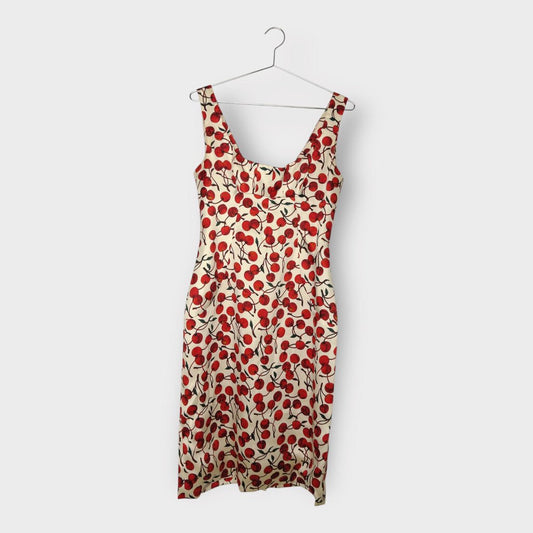 FW1996 Cherry Print Silk Cocktail Dress