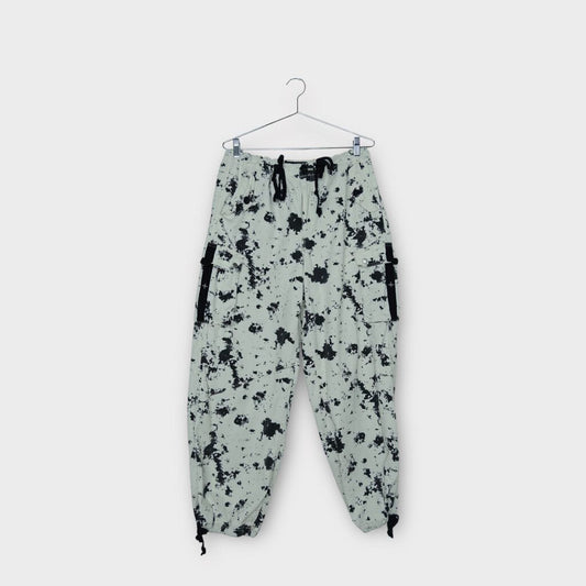 SMFK White & Black Cotton Parachute Pants