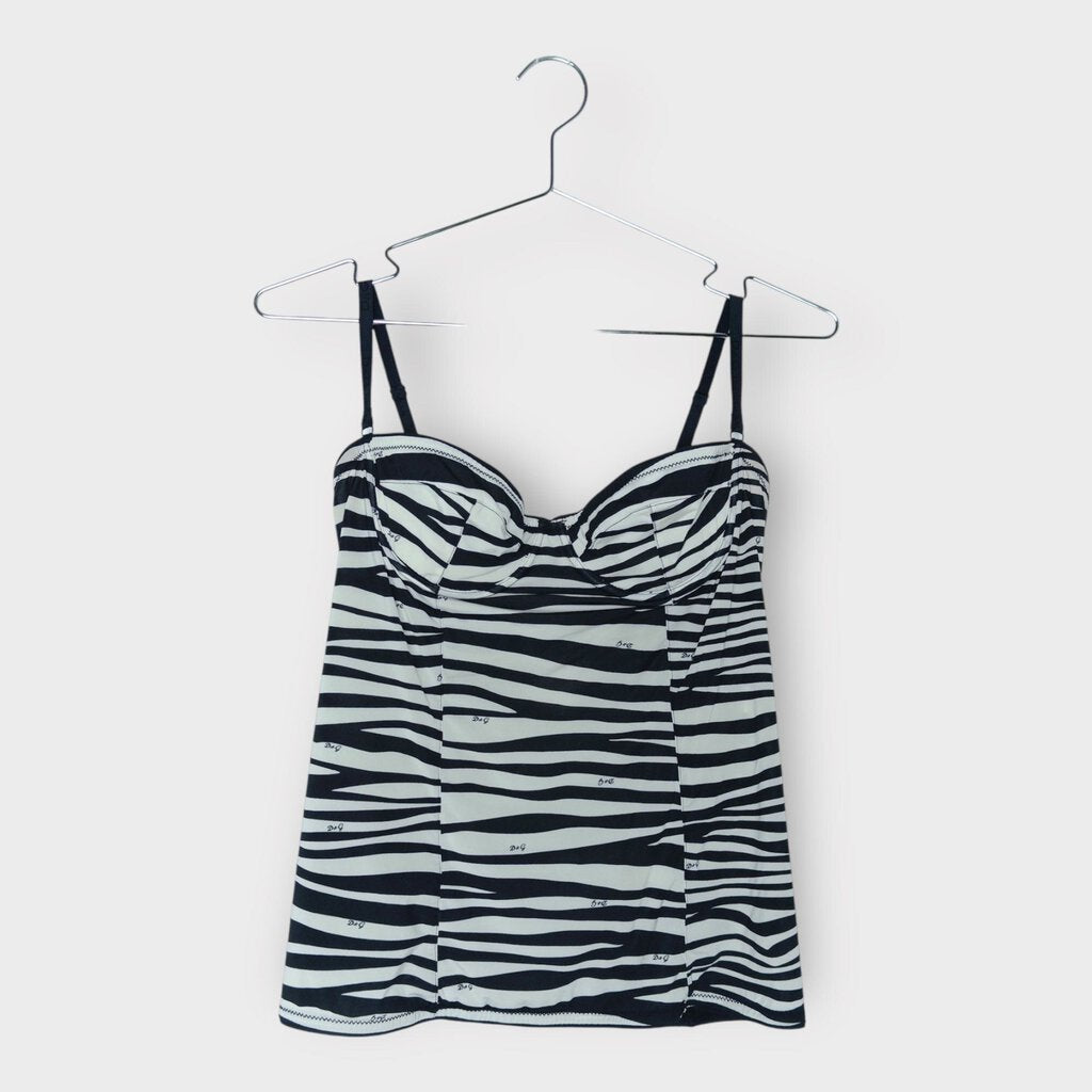 Black & White Animal Print Bustier Top