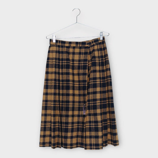 Aywon Brown & Black Check Midi Skirt