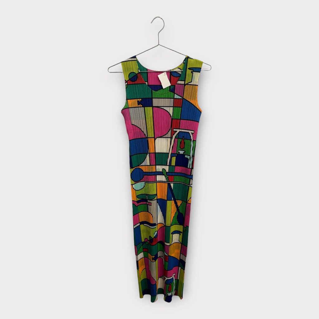 Rainbow Pattern Pleat Dress