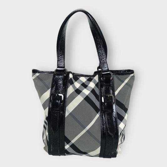 Burberry Black & Grey Beat Check Victoria Tote