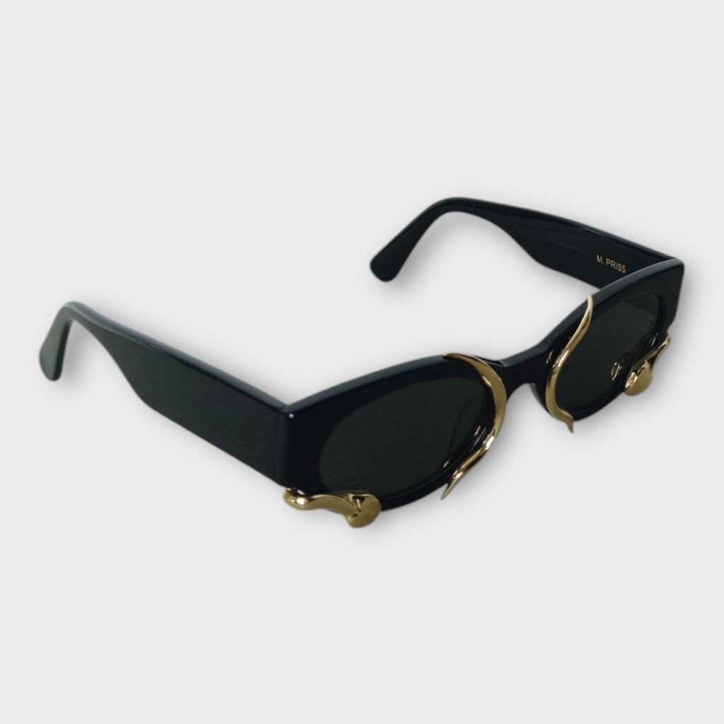 Black Metallic Snake Sunglasses with Case