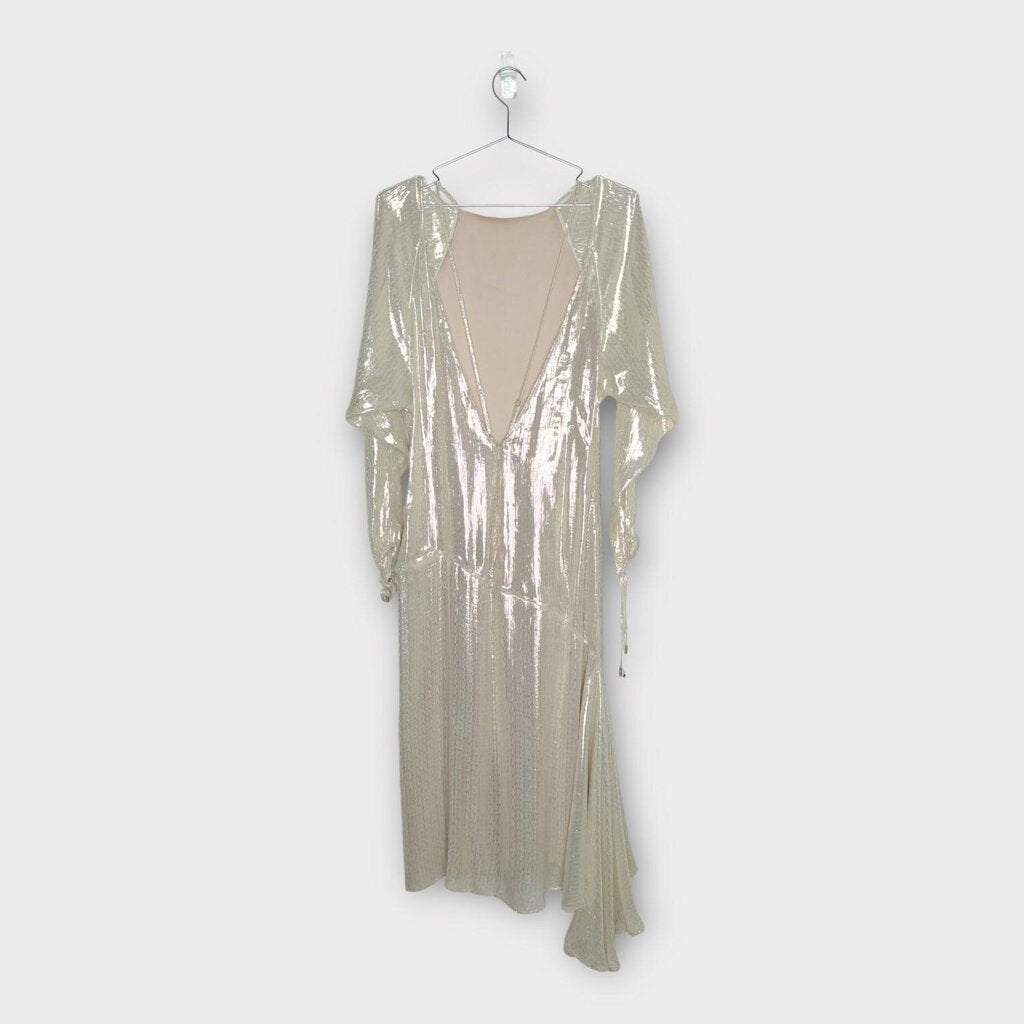 Gold Iridescent Long Sleeve Maxi Dress