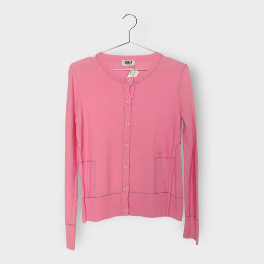 Fluro Pink & Silver Knit Wool Cardigan