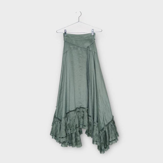 Aje. Green Frill Hem Maxi Skirt