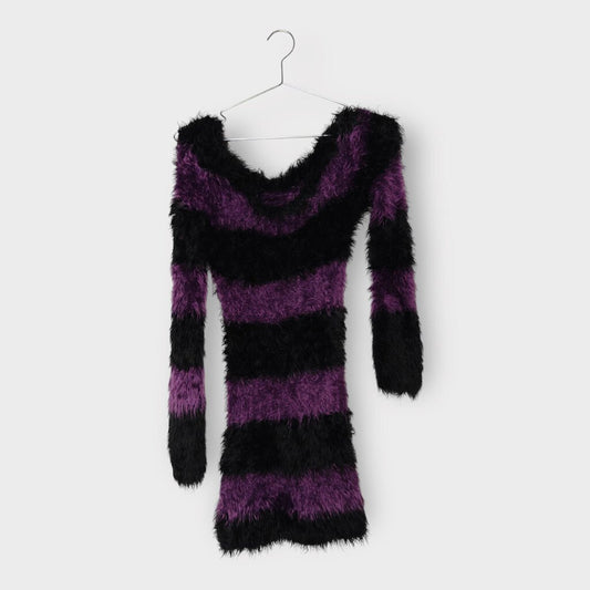 Black & Purple Stripe Fuzzy Jumper