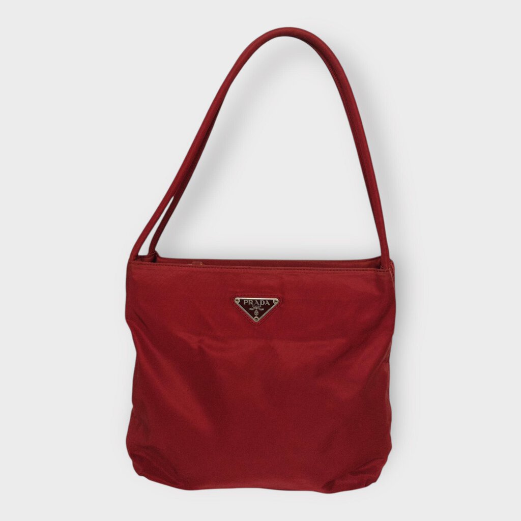 Red Nylon Tessuto Shoulder Mini Bag