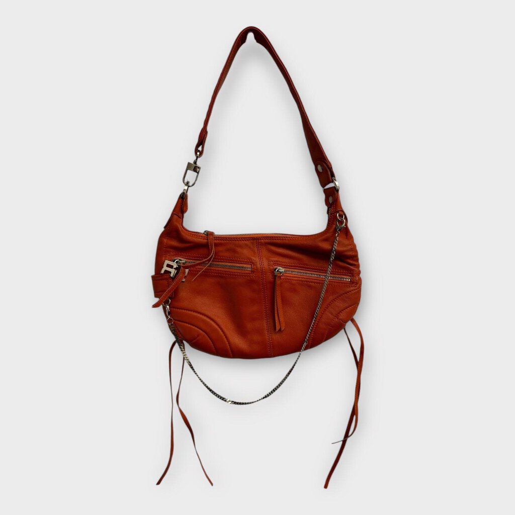 Sonia Rykiel Orange Leather Chain Detail Shoulder Bag