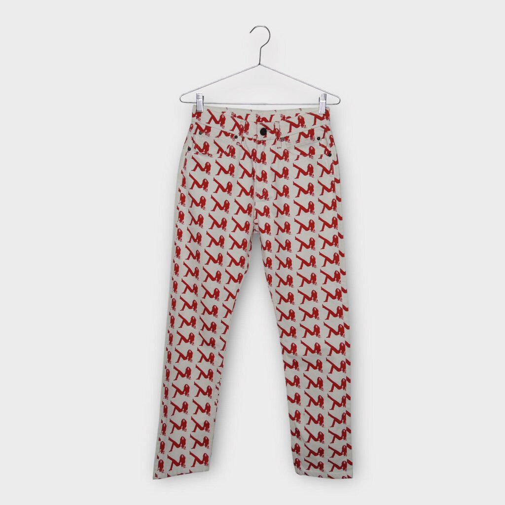 White & Red Brooke Monogram Tapered Jeans